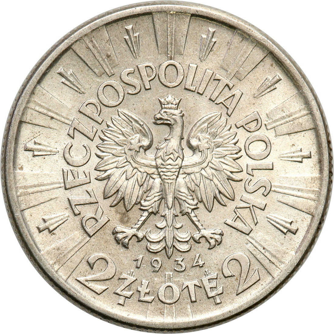 II RP. 2 złote 1934 Piłsudski - PIĘKNE